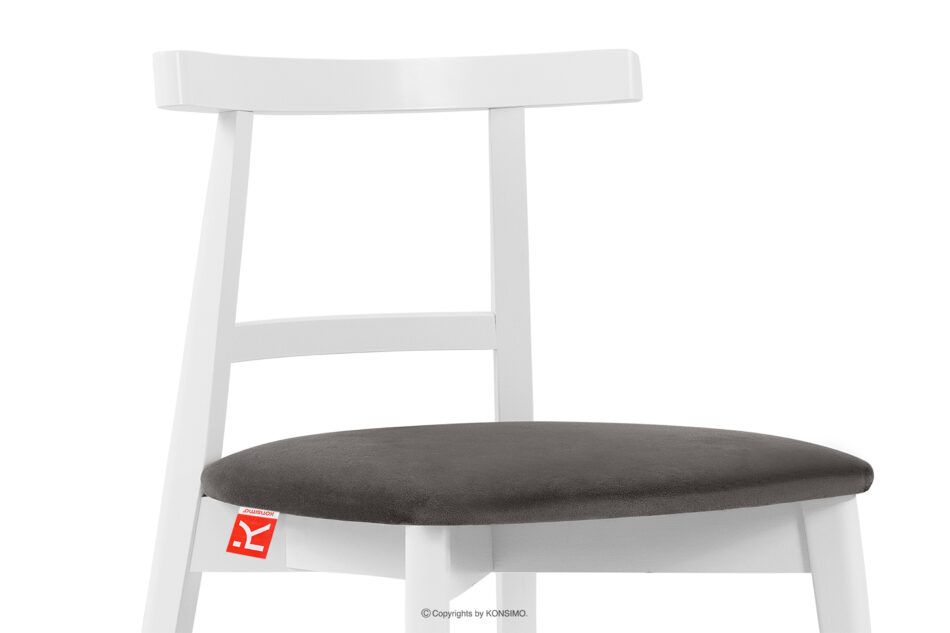 LILIO Białe krzesło vintage szary welur szary/biały - zdjęcie 4