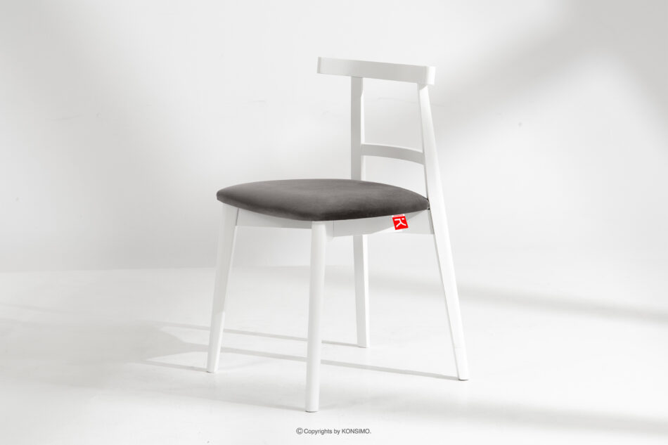LILIO Białe krzesło vintage szary welur szary/biały - zdjęcie 1