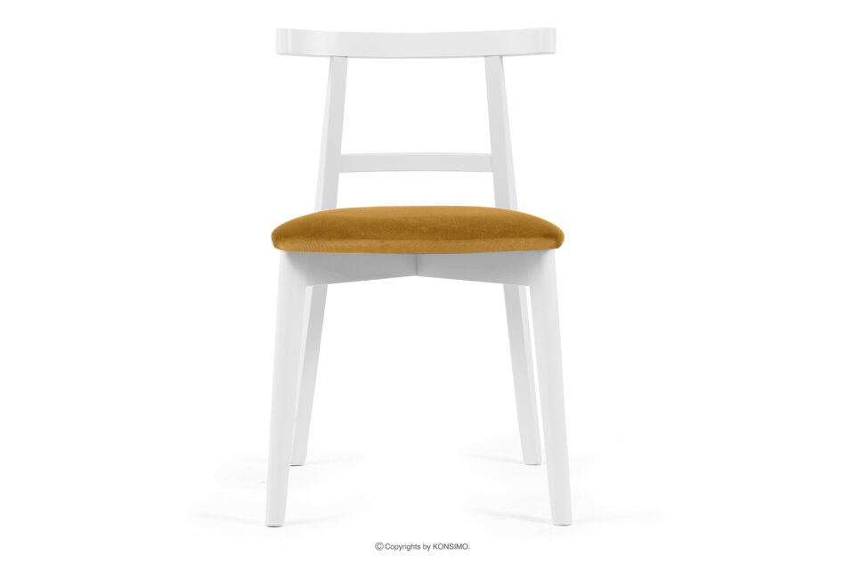 LILIO Białe krzesło vintage żółty welur żółty/biały - zdjęcie 2