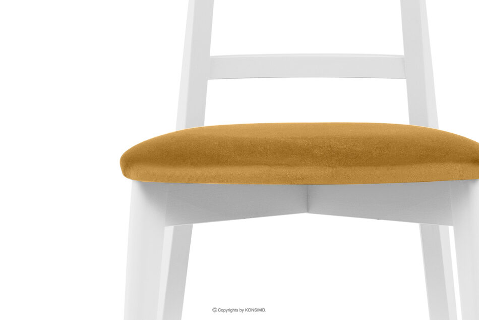 LILIO Białe krzesło vintage żółty welur żółty/biały - zdjęcie 5