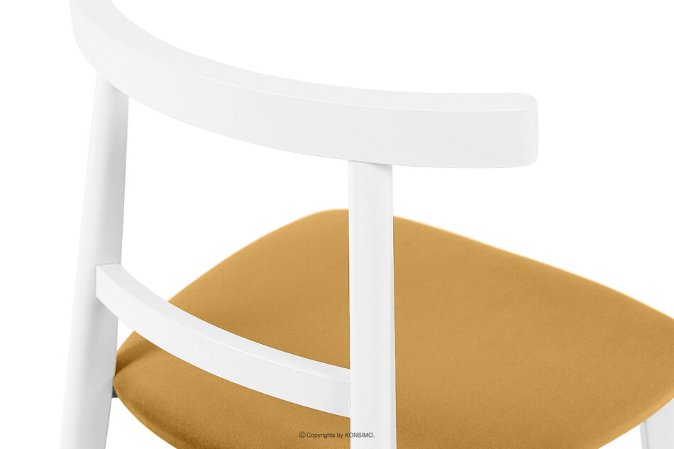 LILIO Białe krzesło vintage żółty welur żółty/biały - zdjęcie 6