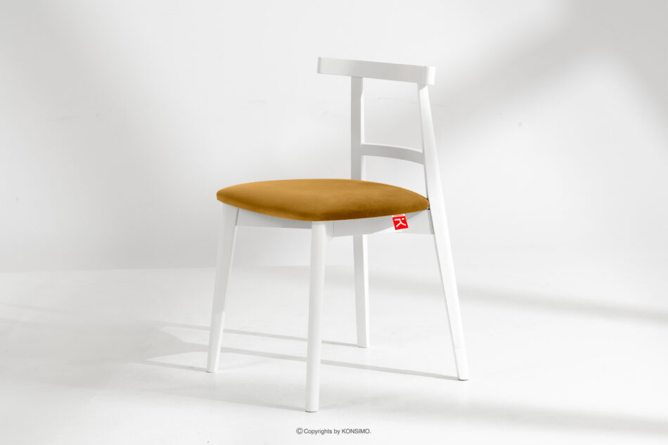 LILIO Białe krzesło vintage żółty welur żółty/biały - zdjęcie 1