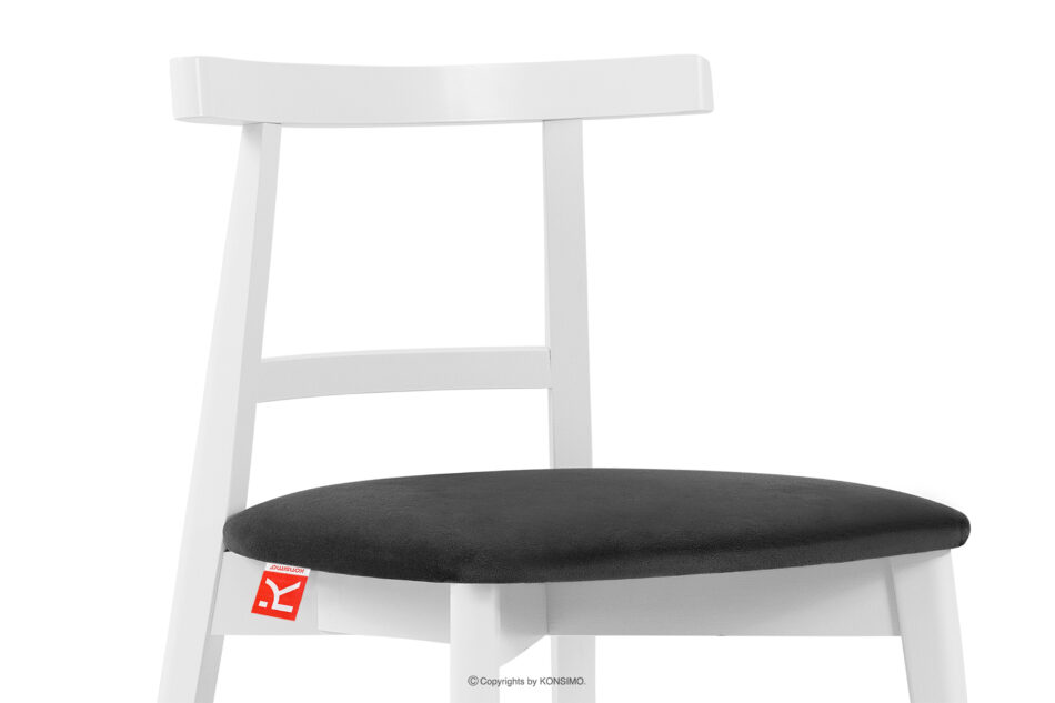 LILIO Białe krzesło vintage grafitowy welur grafitowy/biały - zdjęcie 4