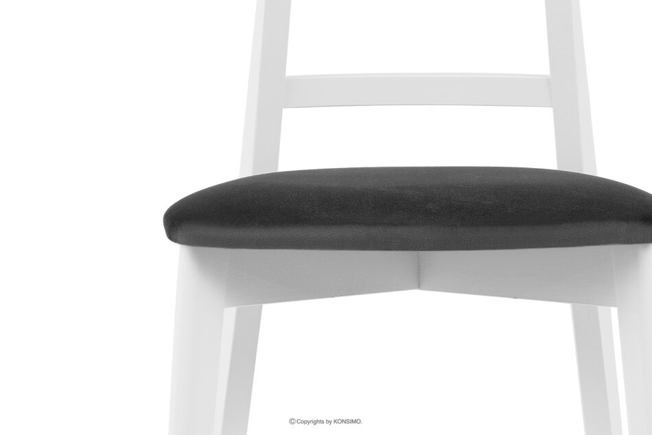 LILIO Białe krzesło vintage grafitowy welur grafitowy/biały - zdjęcie 5