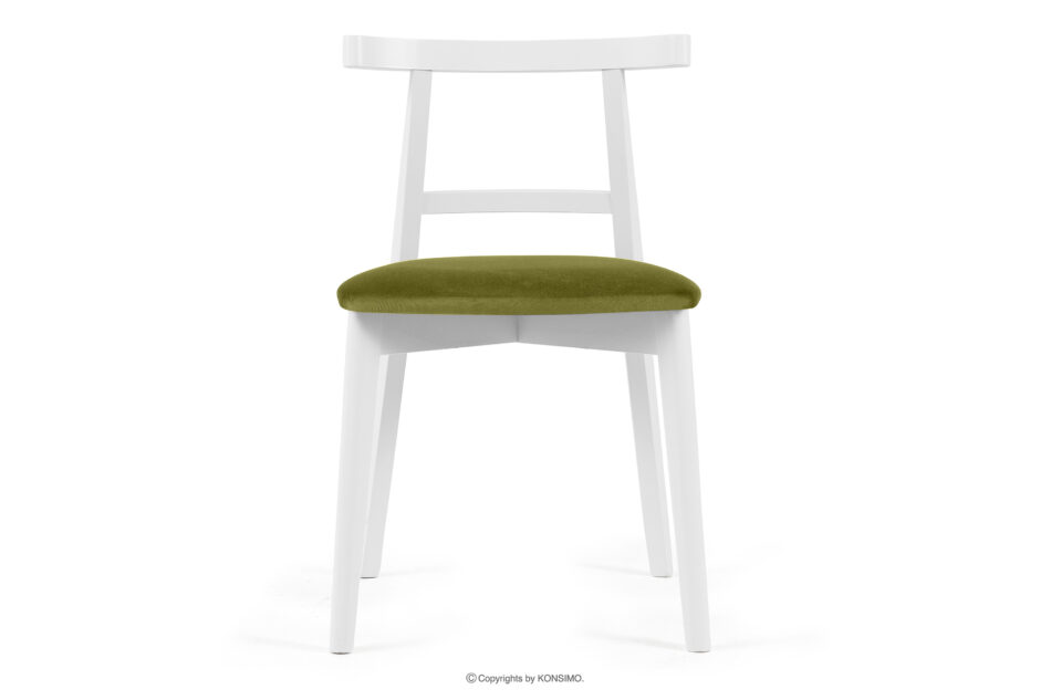 LILIO Białe krzesło vintage oliwkowy welur oliwkowy/biały - zdjęcie 2