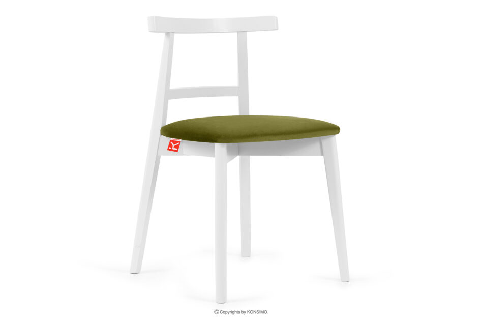 LILIO Białe krzesło vintage oliwkowy welur oliwkowy/biały - zdjęcie 0