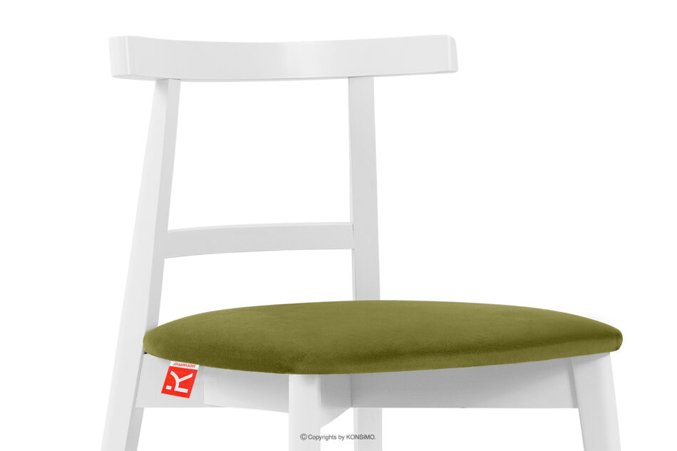 LILIO Białe krzesło vintage oliwkowy welur oliwkowy/biały - zdjęcie 4