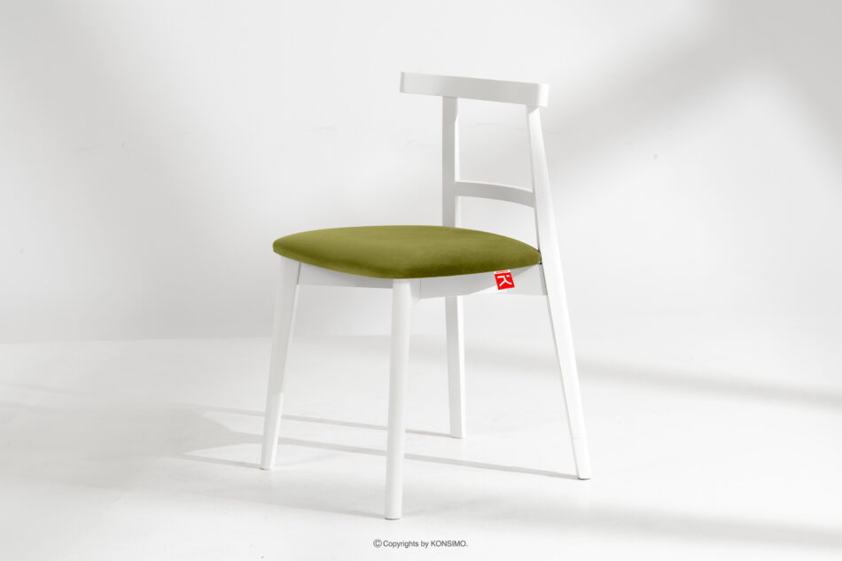 LILIO Białe krzesło vintage oliwkowy welur oliwkowy/biały - zdjęcie 1