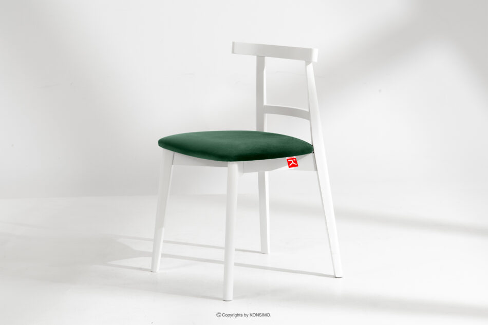 LILIO Białe krzesło vintage ciemny zielony welur ciemny zielony/biały - zdjęcie 1