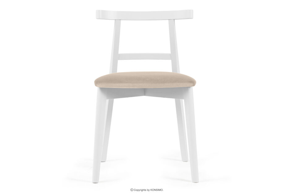 LILIO Białe krzesło vintage kremowy welur kremowy/biały - zdjęcie 2