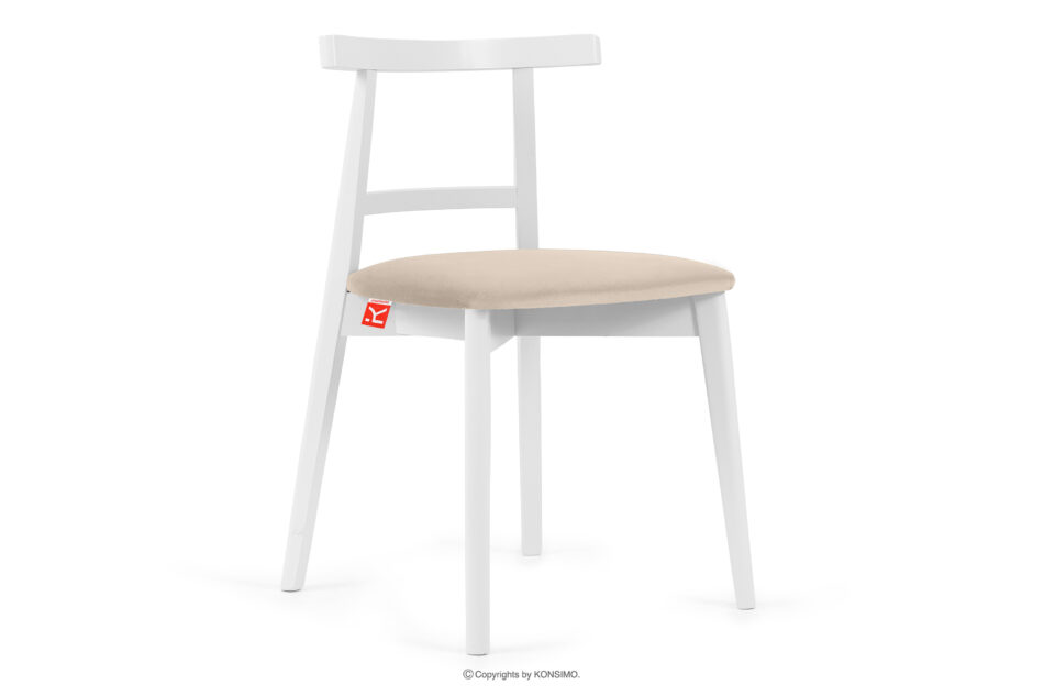 LILIO Białe krzesło vintage kremowy welur kremowy/biały - zdjęcie 0