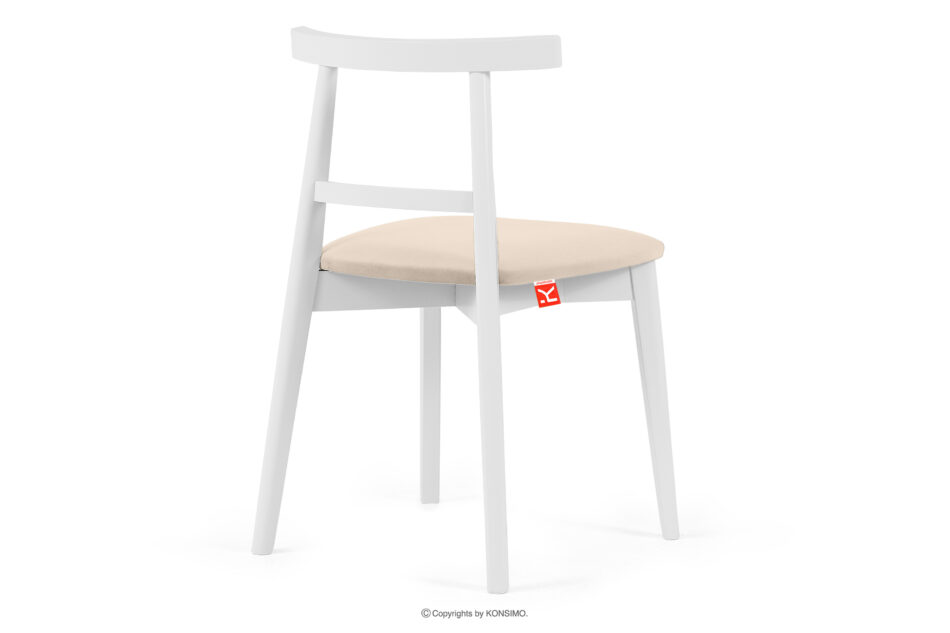 LILIO Białe krzesło vintage kremowy welur kremowy/biały - zdjęcie 3