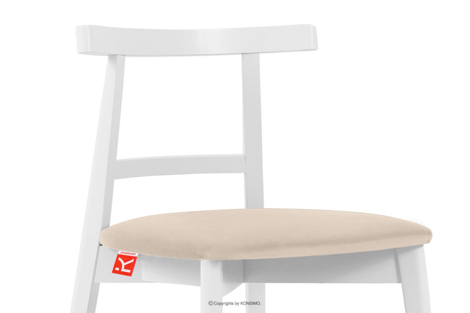 LILIO Białe krzesło vintage kremowy welur kremowy/biały - zdjęcie 4