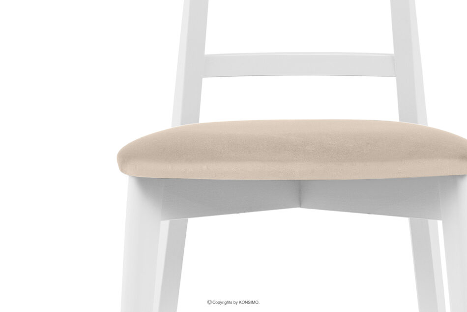 LILIO Białe krzesło vintage kremowy welur kremowy/biały - zdjęcie 5