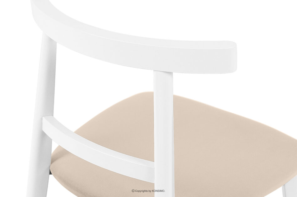 LILIO Białe krzesło vintage kremowy welur kremowy/biały - zdjęcie 6
