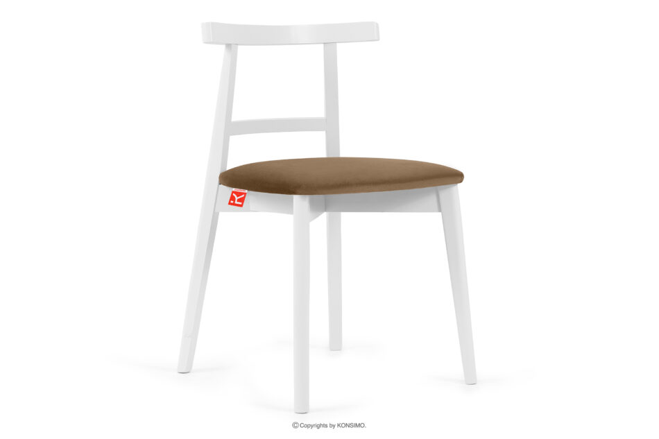 LILIO Białe krzesło vintage beżowy welur beżowy/biały - zdjęcie 0