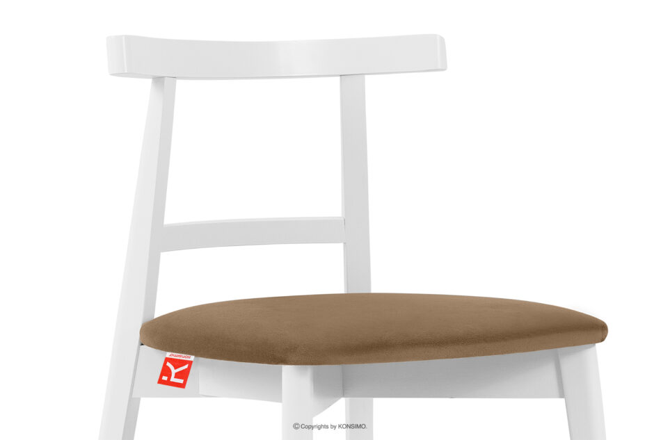 LILIO Białe krzesło vintage beżowy welur beżowy/biały - zdjęcie 4
