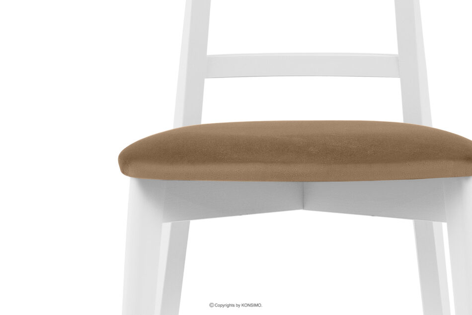 LILIO Białe krzesło vintage beżowy welur beżowy/biały - zdjęcie 5