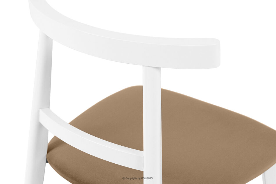 LILIO Białe krzesło vintage beżowy welur beżowy/biały - zdjęcie 6
