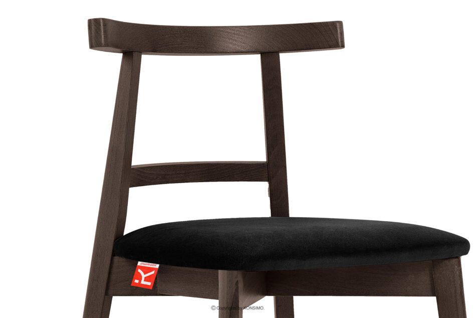 LILIO Krzesło vintage czarny welur orzech ciemny czarny/orzech ciemny - zdjęcie 5