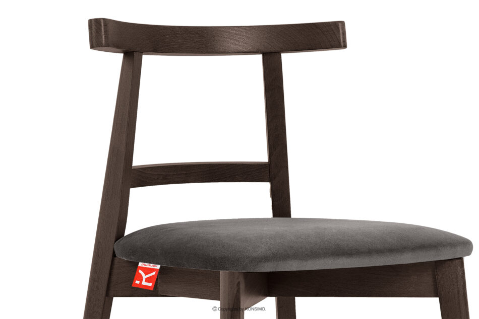 LILIO Krzesło vintage szary welur orzech ciemny szary/orzech ciemny - zdjęcie 5