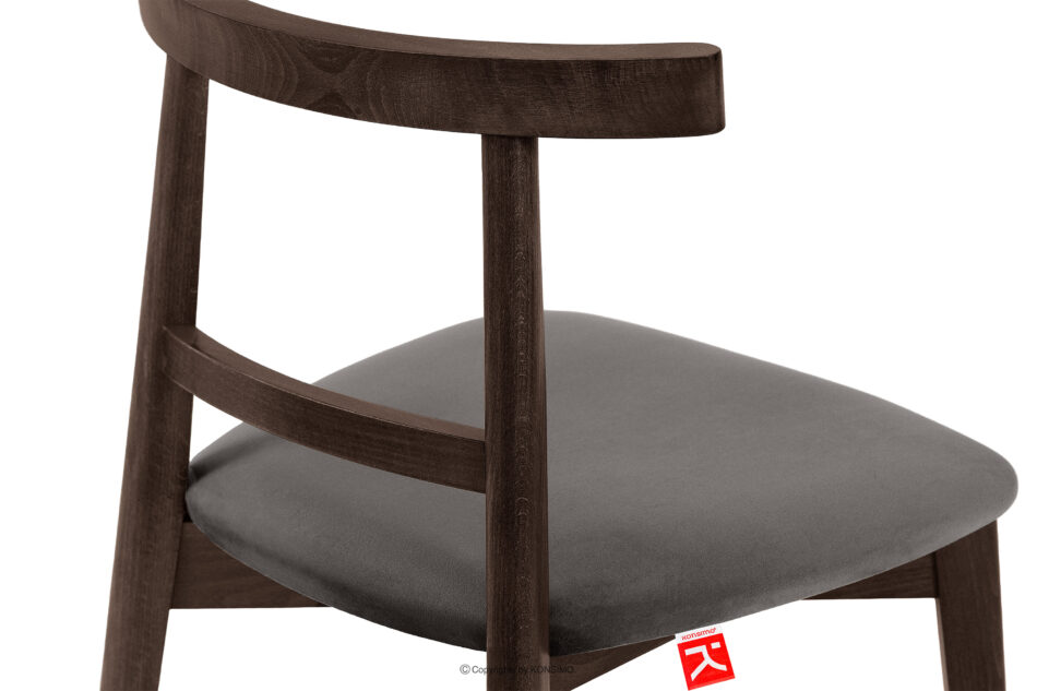 LILIO Krzesło vintage szary welur orzech ciemny szary/orzech ciemny - zdjęcie 6