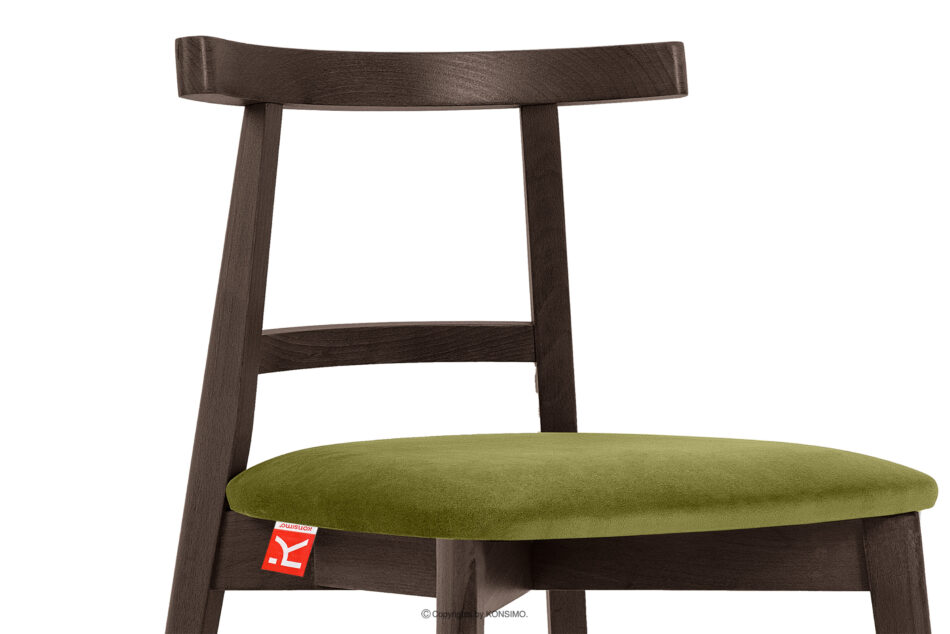 LILIO Krzesło vintage oliwkowy welur orzech ciemny oliwkowy/orzech ciemny - zdjęcie 5