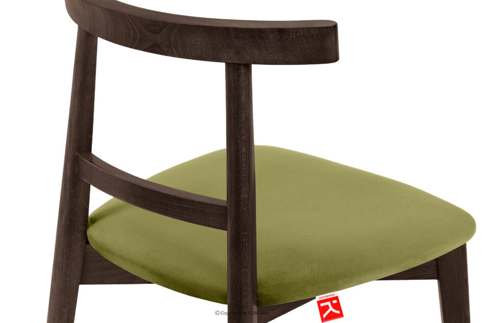 LILIO Krzesło vintage oliwkowy welur orzech ciemny oliwkowy/orzech ciemny - zdjęcie 6