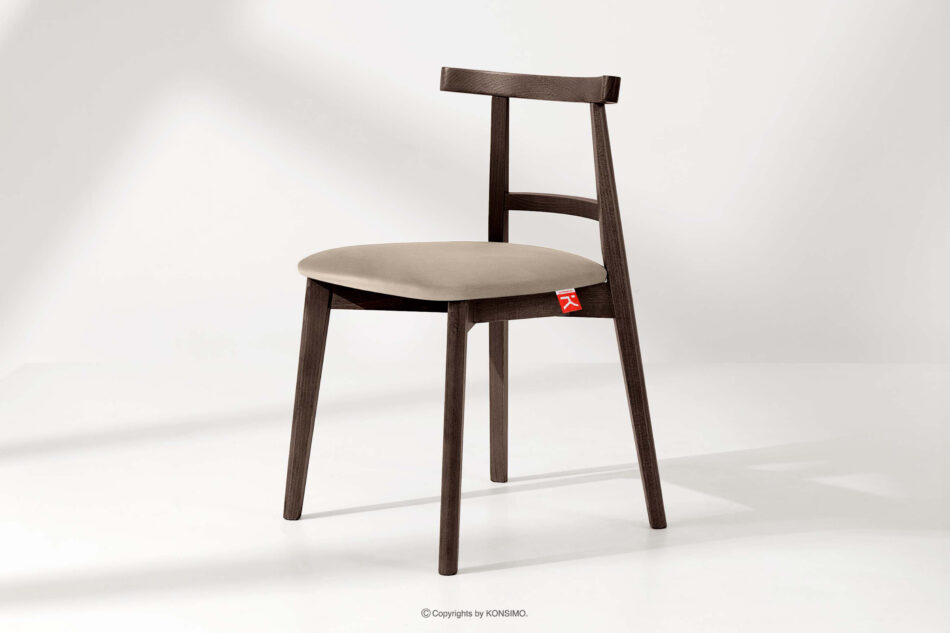 LILIO Krzesło vintage kremowy welur orzech ciemny kremowy/orzech ciemny - zdjęcie 1
