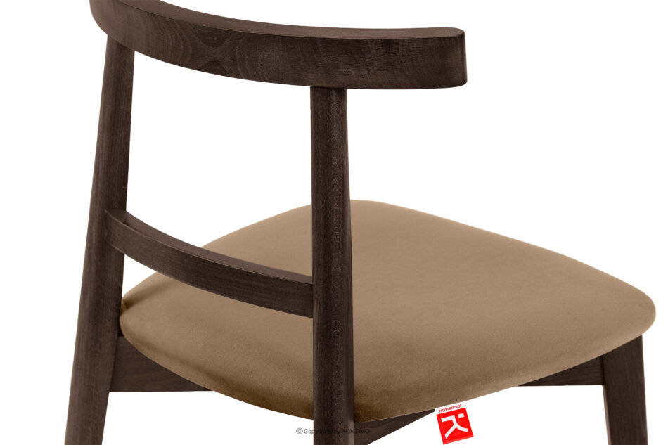 LILIO Krzesło vintage beżowy welur orzech ciemny beżowy/orzech ciemny - zdjęcie 6
