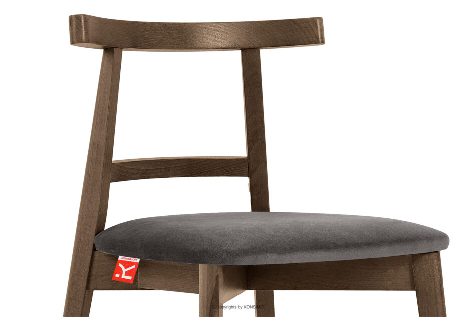 LILIO Krzesło vintage szary welur dąb lefkas szary/dąb lefkas - zdjęcie 5