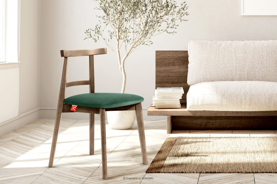 LILIO Krzesło vintage ciemny zielony welur dąb lefkas ciemny zielony/dąb lefkas - zdjęcie 8