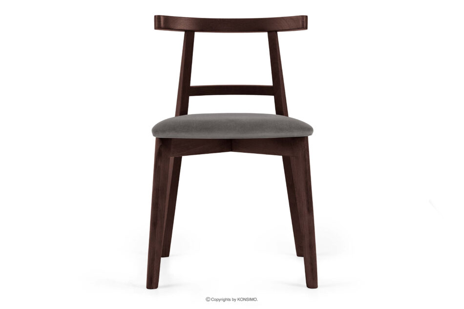 LILIO Krzesło vintage szary welur mahoń szary/mahoń - zdjęcie 2