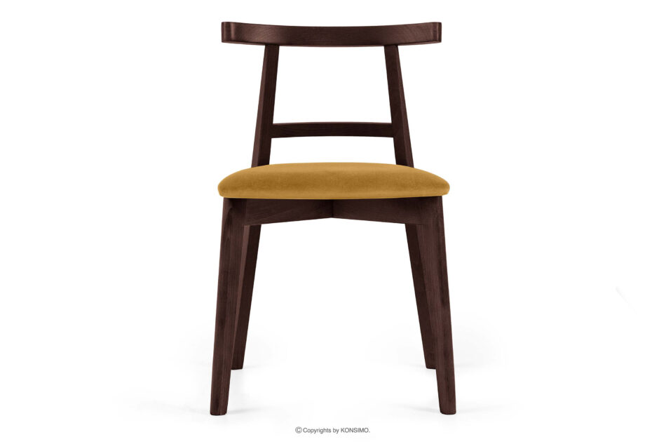 LILIO Krzesło vintage żółty welur mahoń żółty/mahoń - zdjęcie 2