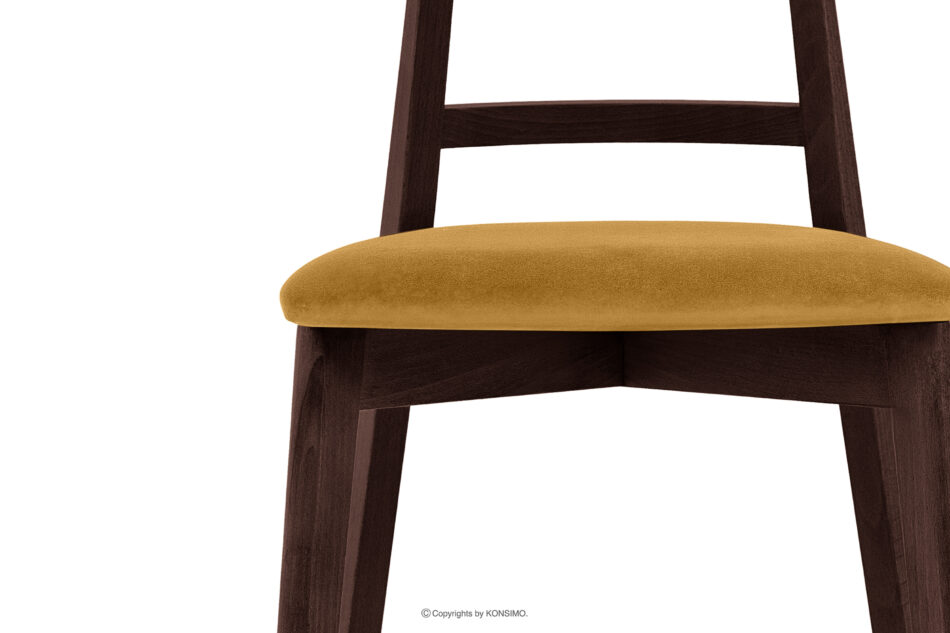 LILIO Krzesło vintage żółty welur mahoń żółty/mahoń - zdjęcie 4
