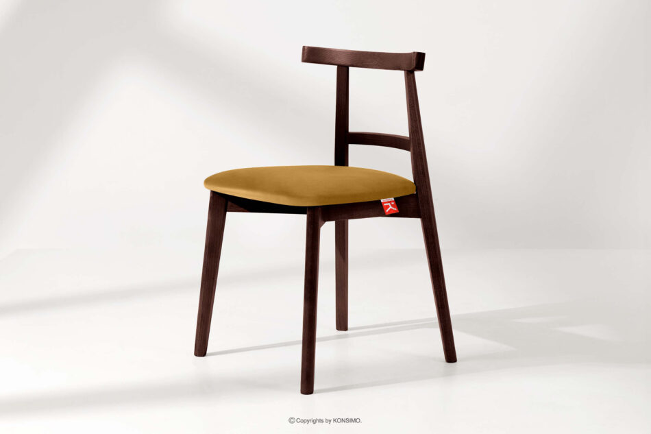 LILIO Krzesło vintage żółty welur mahoń żółty/mahoń - zdjęcie 1