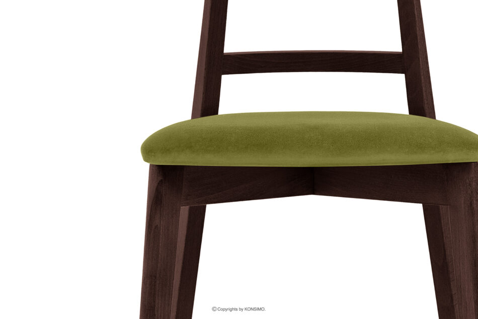 LILIO Krzesło vintage oliwkowy welur mahoń oliwkowy/mahoń - zdjęcie 4