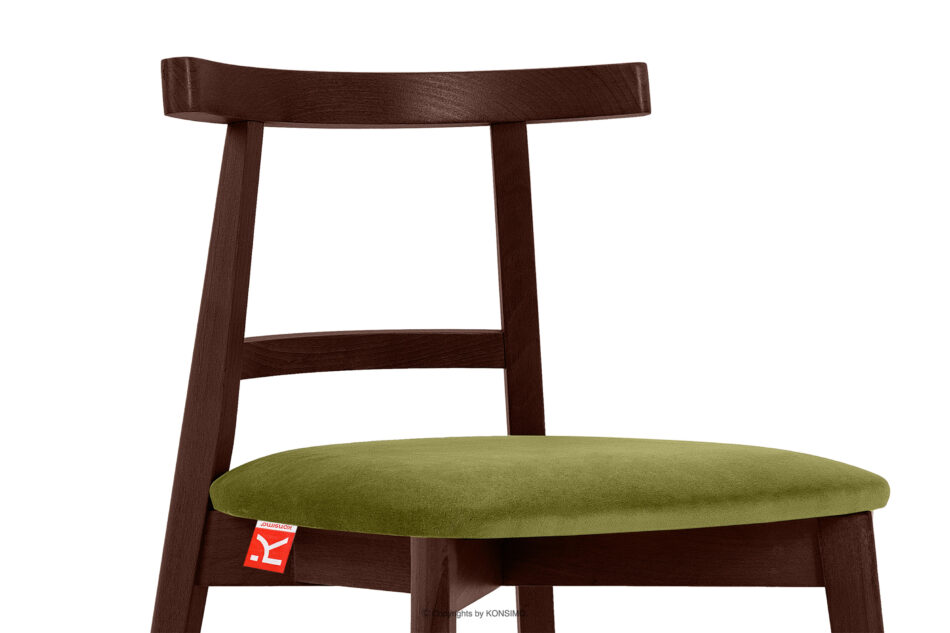 LILIO Krzesło vintage oliwkowy welur mahoń oliwkowy/mahoń - zdjęcie 5