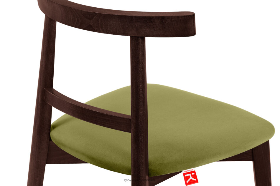 LILIO Krzesło vintage oliwkowy welur mahoń oliwkowy/mahoń - zdjęcie 6