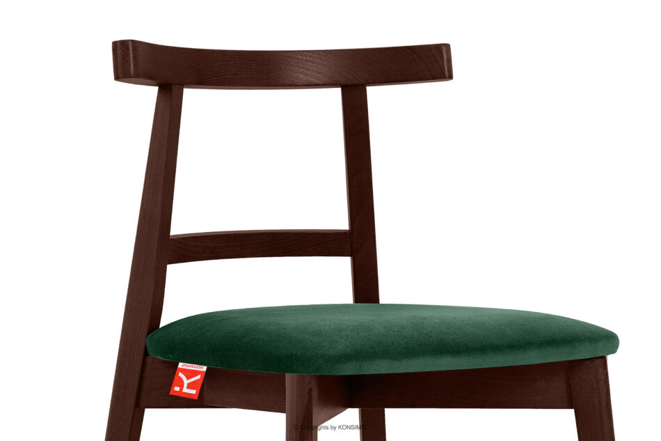 LILIO Krzesło vintage ciemny zielony welur mahoń ciemny zielony/mahoń - zdjęcie 5