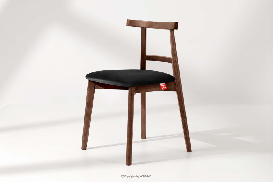 LILIO Krzesło w stylu vintage czarny welur orzech średni 2szt czarny/orzech średni - zdjęcie 1