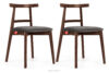 LILIO Krzesło w stylu vintage szary welur orzech średni 2szt szary/orzech średni - zdjęcie 1