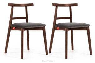 LILIO, https://konsimo.pl/kolekcja/lilio/ Krzesło w stylu vintage szary welur orzech średni 2szt szary/orzech średni - zdjęcie