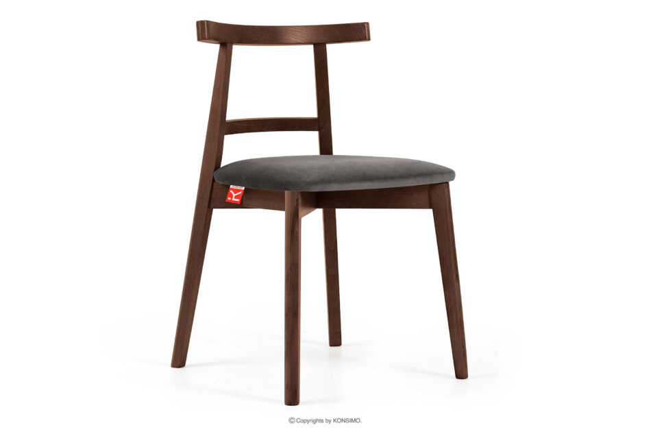 LILIO Krzesło w stylu vintage szary welur orzech średni 2szt szary/orzech średni - zdjęcie 3