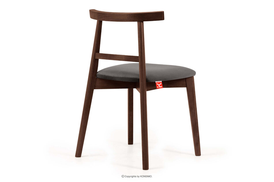 LILIO Krzesło w stylu vintage szary welur orzech średni 2szt szary/orzech średni - zdjęcie 4