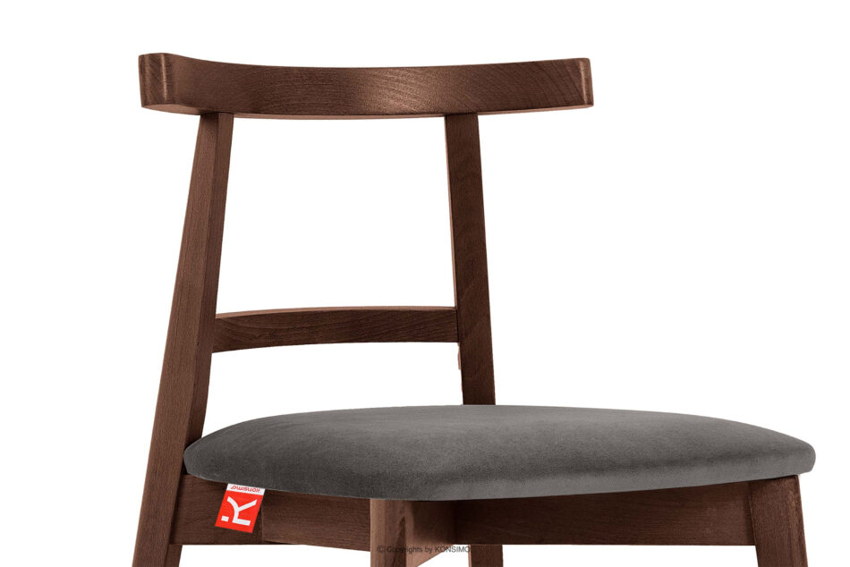 LILIO Krzesło w stylu vintage szary welur orzech średni 2szt szary/orzech średni - zdjęcie 6