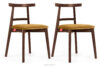 LILIO Krzesło w stylu vintage żółty welur orzech średni 2szt żółty/orzech średni - zdjęcie 1