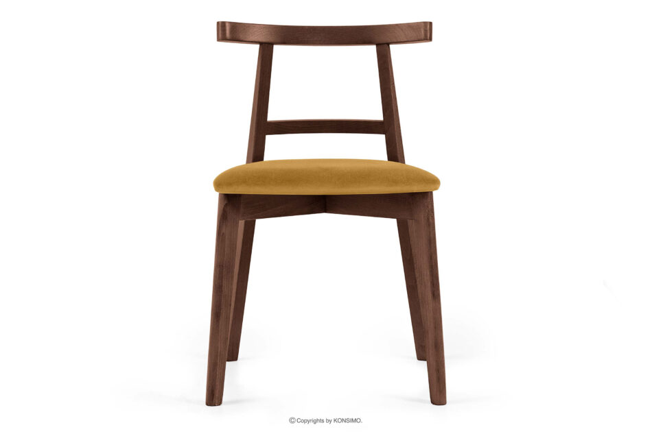 LILIO Krzesło w stylu vintage żółty welur orzech średni 2szt żółty/orzech średni - zdjęcie 2