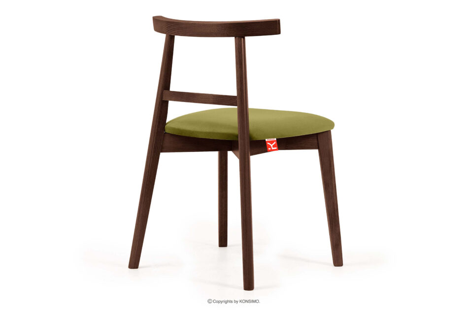 LILIO Krzesło w stylu vintage oliwkowy welur orzech średni 2szt oliwkowy/orzech średni - zdjęcie 4