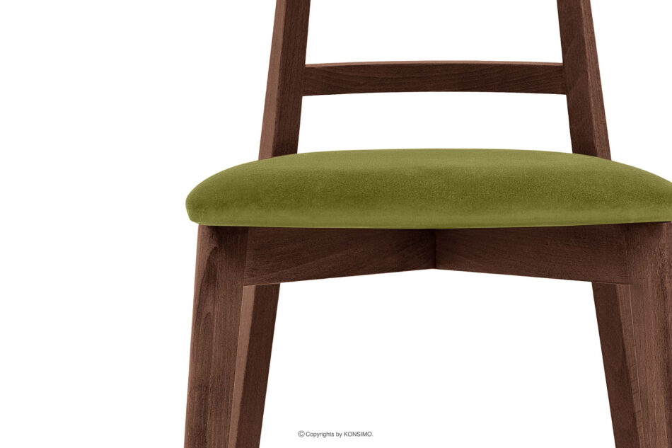 LILIO Krzesło w stylu vintage oliwkowy welur orzech średni 2szt oliwkowy/orzech średni - zdjęcie 5